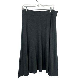 Lands' End 100% Cotton A Line Midi Skirt Women Medium Tall Long Gray Stretch